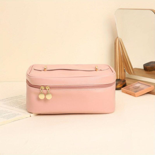 Solid Makeup Zipper Handbag All Match Storage Bag For Travel