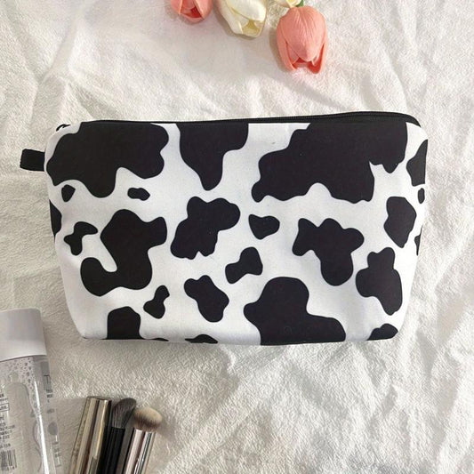 Leopard Cow Pattern Makeup Brushes Bag Cosmetic Pouch Lightweight Portable