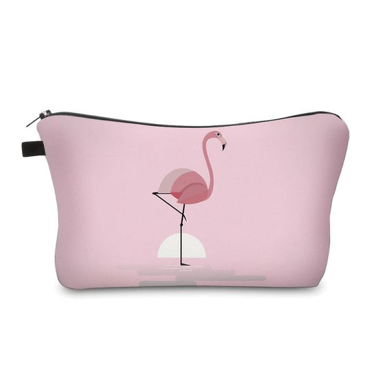 Flamingo Print Zipper Cosmetic Bag Lightweight Travel Storage Bag