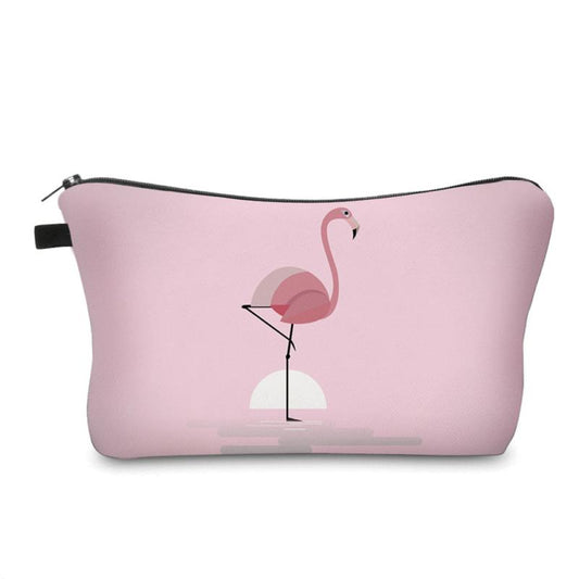 Flamingo Print Zipper Cosmetic Bag Lightweight Travel Storage Bag