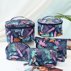Leaves Pattern Travel Storage Bag Portable Cosmetic Organizer Zipper Pouch