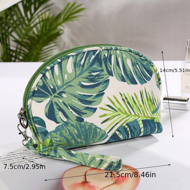 Leaves Pattern Travel Storage Bag Portable Cosmetic Organizer Zipper Pouch