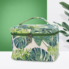 Leaves Pattern Travel Storage Bag Portable Cosmetic Organizer Zipper Pouch