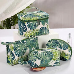 Leaves Pattern Travel Storage Bag Portable Cosmetic Organizer Zipper Pouch