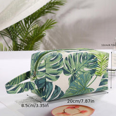 Leaves Pattern Travel Storage Bag Portable Cosmetic Organizer Zipper Pouch