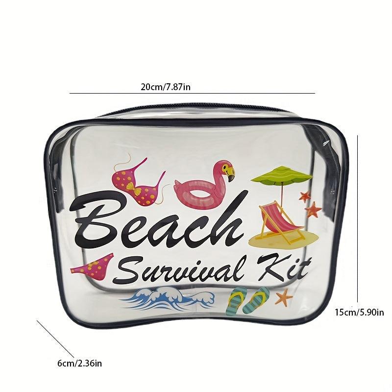 Transparent Letter Print Beach Bag Lightweight Versatile Makeup Bag