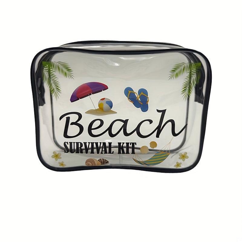 Transparent Letter Print Beach Bag Lightweight Versatile Makeup Bag
