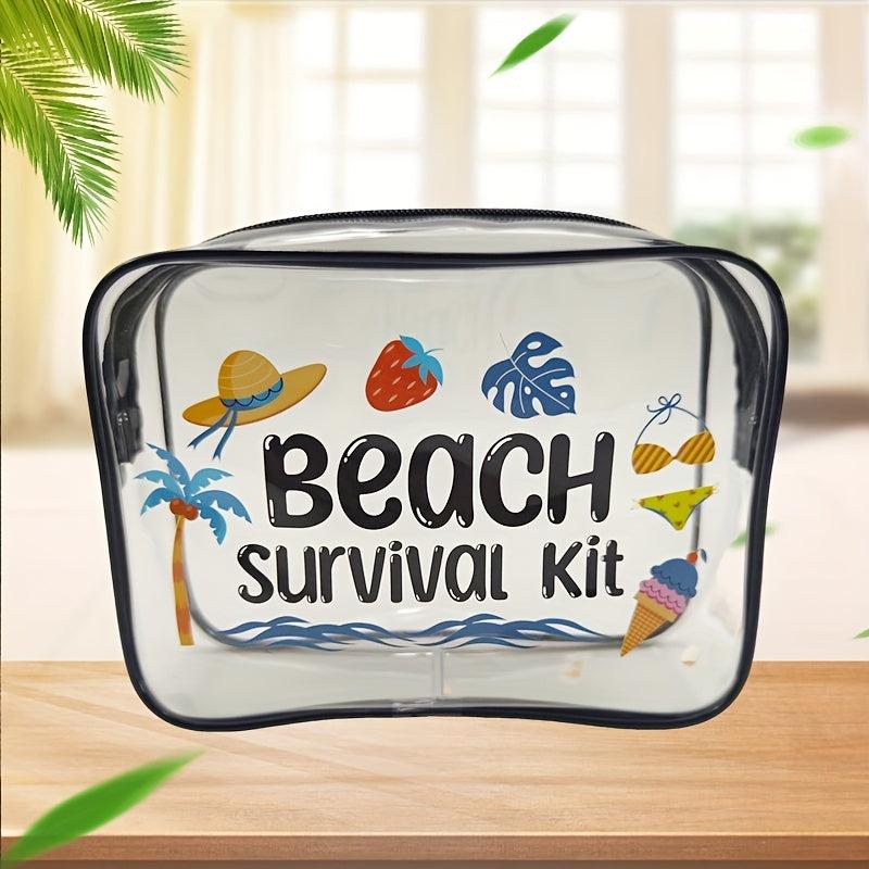 Transparent Letter Print Beach Bag Lightweight Versatile Makeup Bag