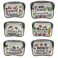 Transparent Letter Print Beach Bag Lightweight Versatile Makeup Bag