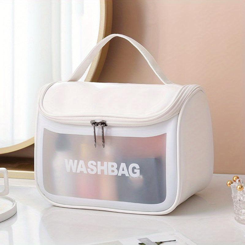 Clear Flag Handheld Cosmetic Bag PU Leather Waterproof Makeup Bag