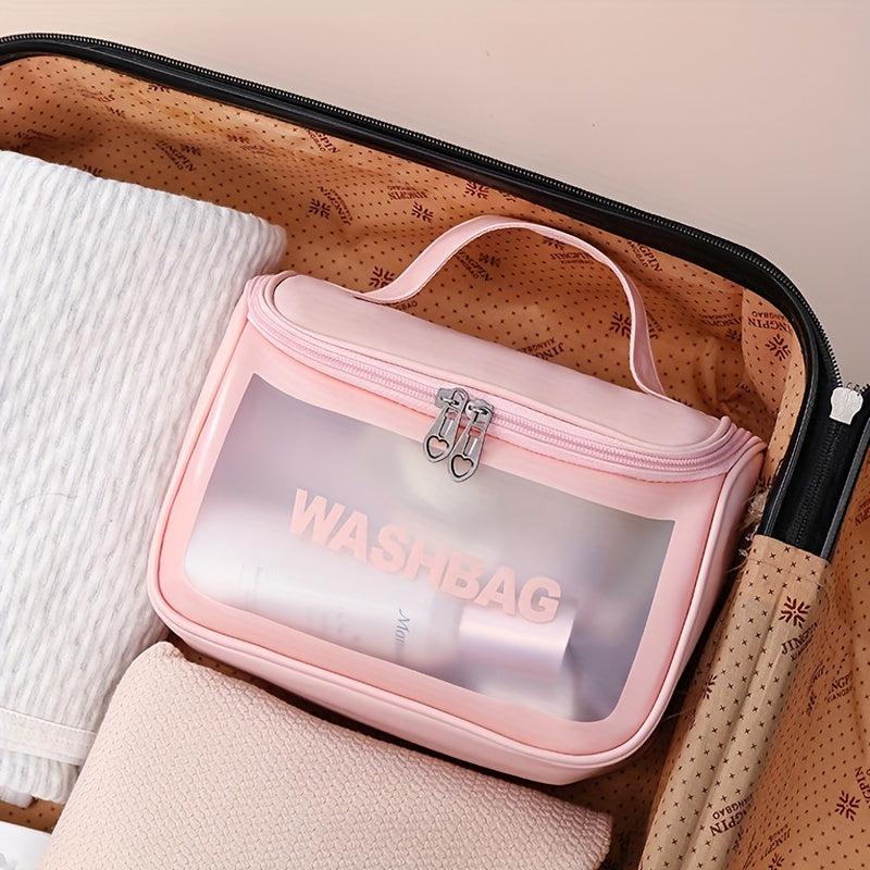 Clear Flag Handheld Cosmetic Bag PU Leather Waterproof Makeup Bag