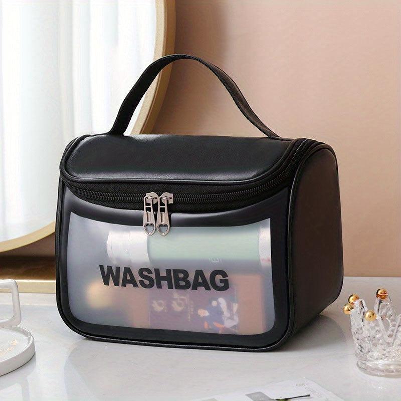 Clear Flag Handheld Cosmetic Bag PU Leather Waterproof Makeup Bag