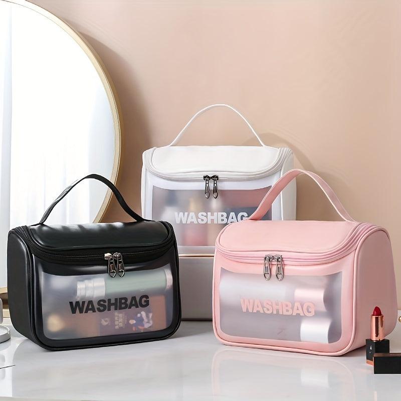 Clear Flag Handheld Cosmetic Bag PU Leather Waterproof Makeup Bag