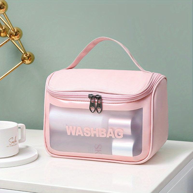 Clear Flag Handheld Cosmetic Bag PU Leather Waterproof Makeup Bag