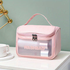 Clear Flag Handheld Cosmetic Bag PU Leather Waterproof Makeup Bag