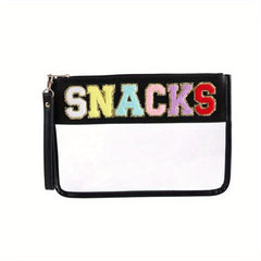 Plush Letter Pattern Makeup Pouch Transparent Bag
