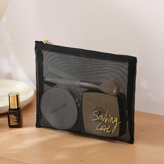Transparent Mesh Cosmetic Bag for Travel with Large Capacity