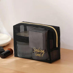 Transparent Mesh Cosmetic Bag for Travel with Large Capacity