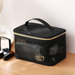 Transparent Mesh Cosmetic Bag for Travel with Large Capacity