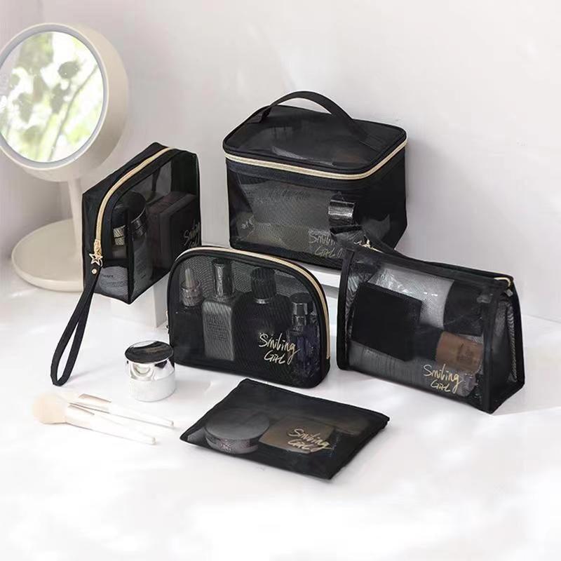 Transparent Mesh Cosmetic Bag for Travel with Large Capacity