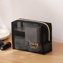 Transparent Mesh Cosmetic Bag for Travel with Large Capacity