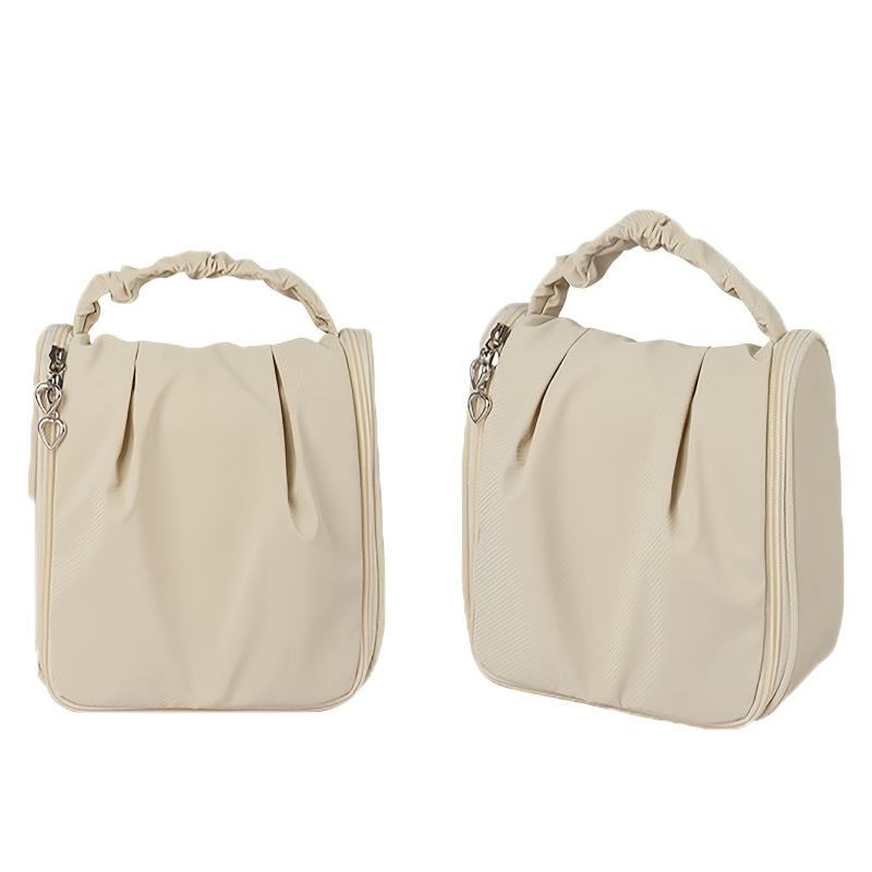 Ruched Cosmetic Handbag Waterproof Makeup Travel Bag