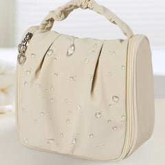Ruched Cosmetic Handbag Waterproof Makeup Travel Bag