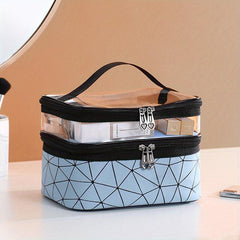 Large Travel Makeup Bag Double Layer Portable Waterproof Cosmetic Bag