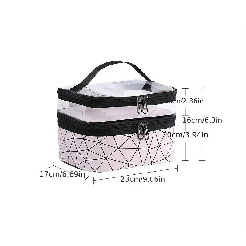 Large Travel Makeup Bag Double Layer Portable Waterproof Cosmetic Bag