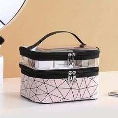 Large Travel Makeup Bag Double Layer Portable Waterproof Cosmetic Bag