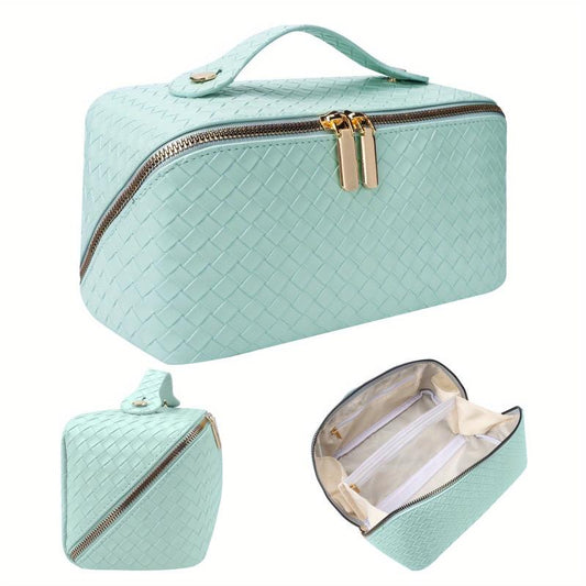 Minimalist Braided Makeup Zipper Bag Portable Solid Cosmetic Bag