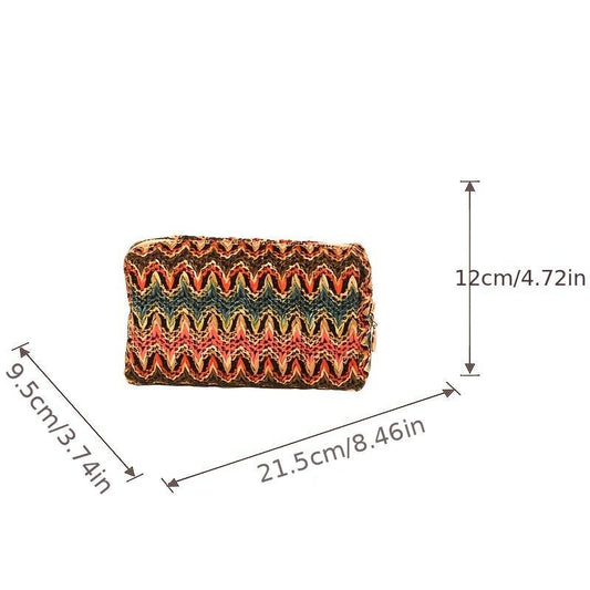 Vintage Colorful Geometric Embroidery Bag Lightweight Carry On Pouch