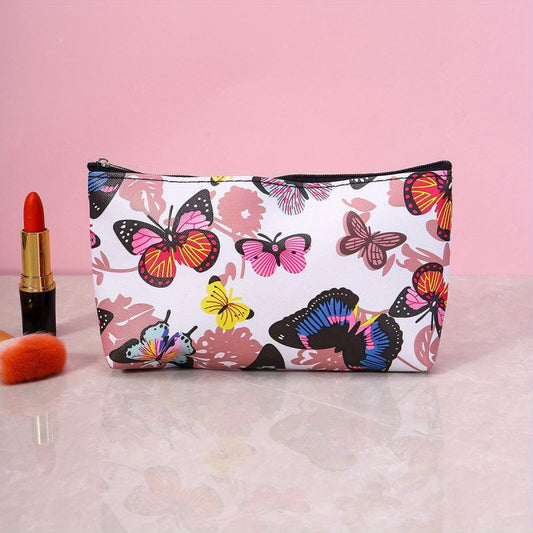 Flower Butterfly Print Cosmetic Bag Travel Storage Pouch