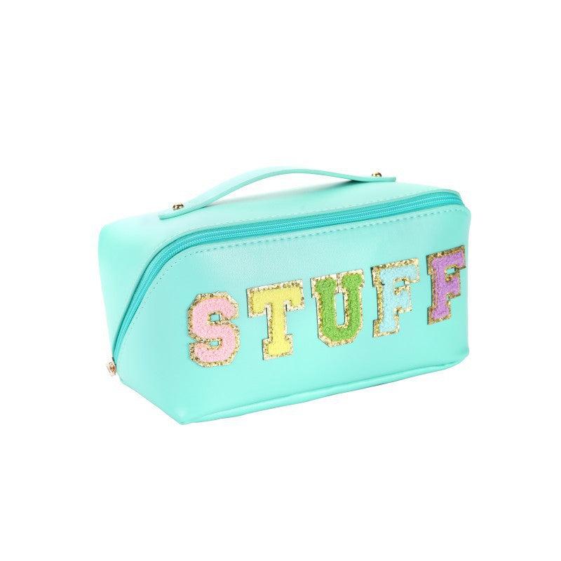Chenille Letter Patches Cosmetic Bag Large Capacity Waterproof