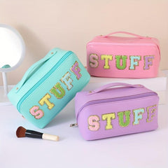 Chenille Letter Patches Cosmetic Bag Large Capacity Waterproof