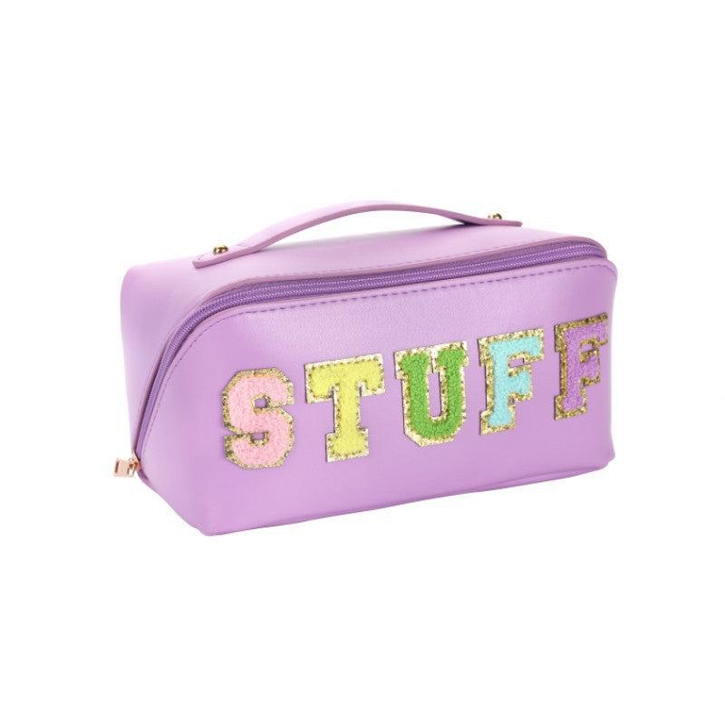 Chenille Letter Patches Cosmetic Bag Large Capacity Waterproof