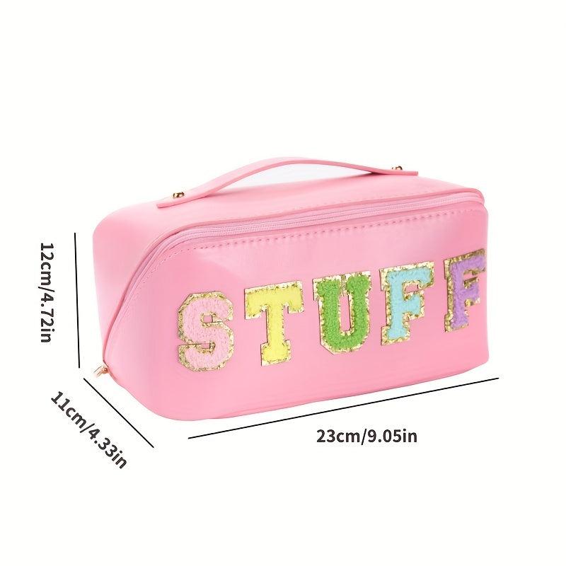 Chenille Letter Patches Cosmetic Bag Large Capacity Waterproof