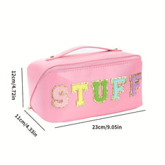 Chenille Letter Patches Cosmetic Bag Large Capacity Waterproof