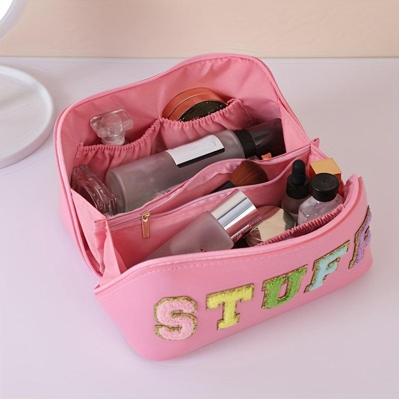 Chenille Letter Patches Cosmetic Bag Large Capacity Waterproof