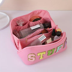 Chenille Letter Patches Cosmetic Bag Large Capacity Waterproof