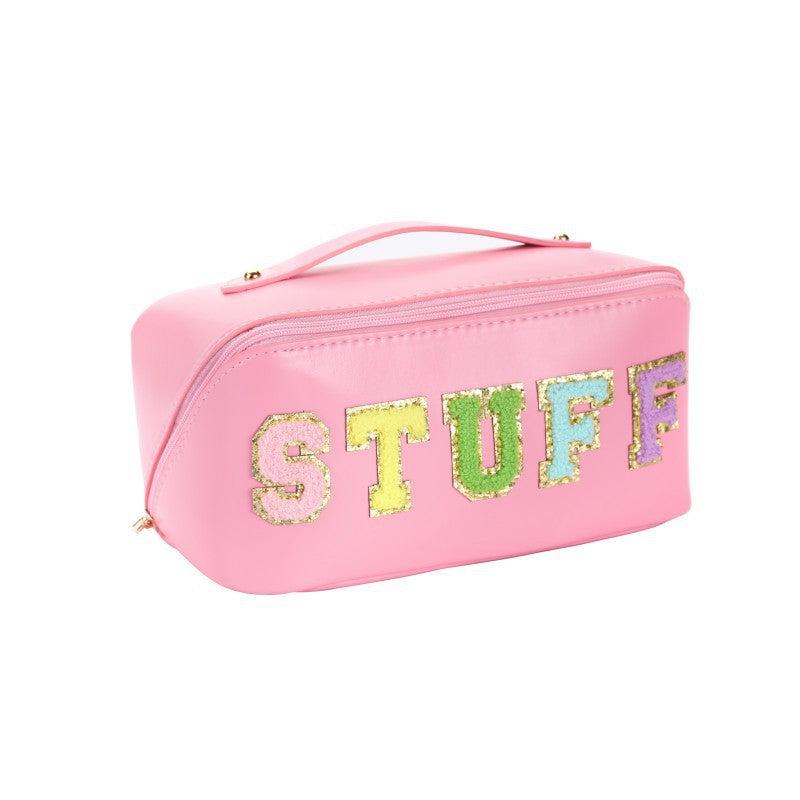 Chenille Letter Patches Cosmetic Bag Large Capacity Waterproof