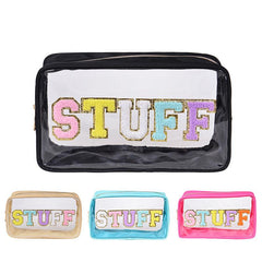Embroidered Letter Pattern Makeup Bag Zipper Storage Bag