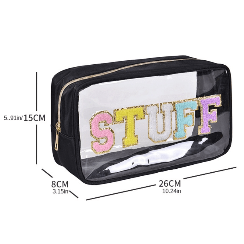 Embroidered Letter Pattern Makeup Bag Zipper Storage Bag