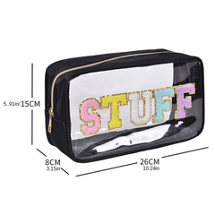 Embroidered Letter Pattern Makeup Bag Zipper Storage Bag