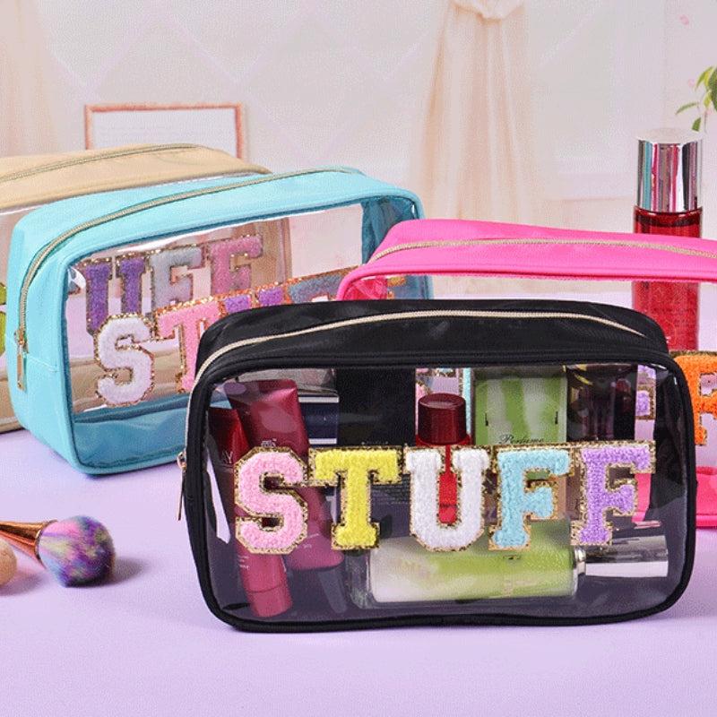 Embroidered Letter Pattern Makeup Bag Zipper Storage Bag