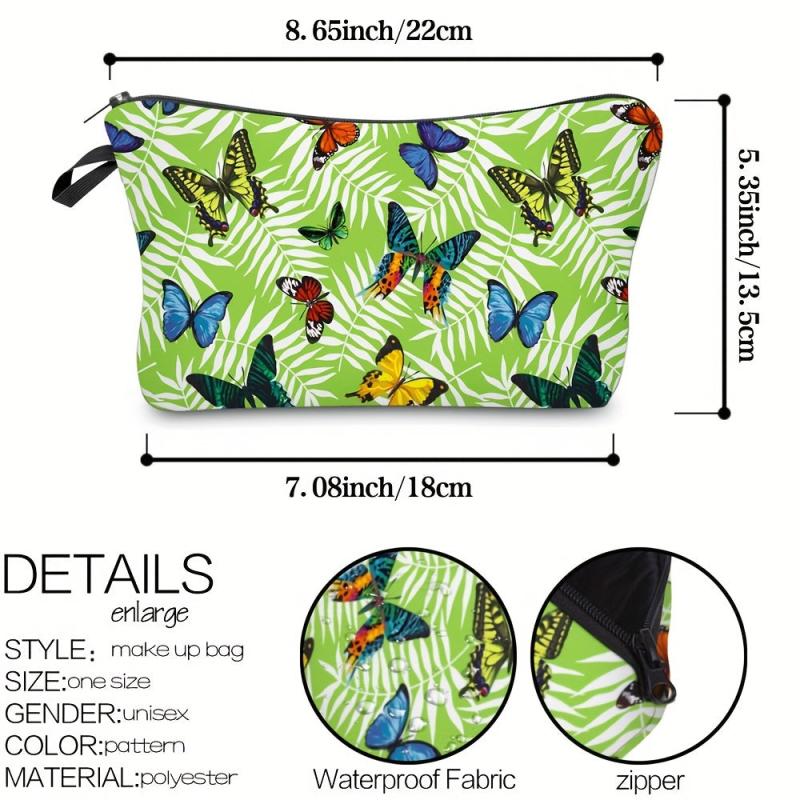 Butterfly Pattern Carry On Bag Zipper Portable Makeup Pouch