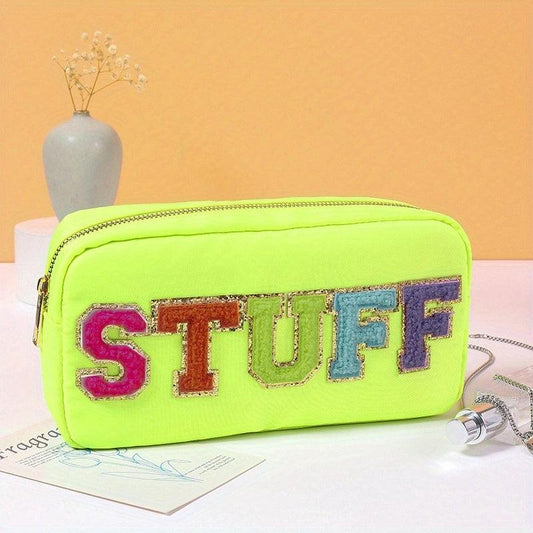 Plush Letter Makeup Pouch Zipper Portable Cosmetic Bag