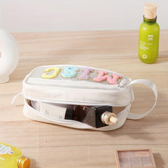 Stylish Letter Patch Cosmetic Bag Waterproof Zipper Travel Storage Wash Bag