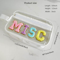 Stylish Letter Patch Cosmetic Bag Waterproof Zipper Travel Storage Wash Bag