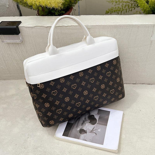 Vintage Floral Laptop Bag Stylish Business Briefcase